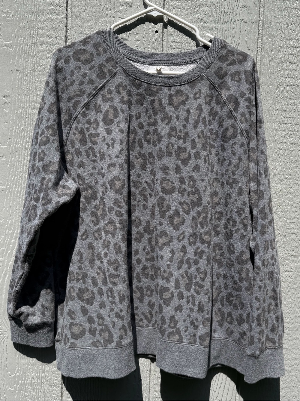 Maurices Gray Leopard-Print Crewneck Sweater